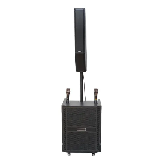 Altavoz de matriz lineal activa de 15 pulgadas con trípode y columna, caja de sonido estéreo