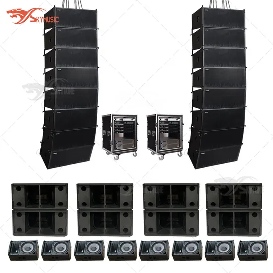 Sistema de matriz de línea activa Vera36+ con dos altavoces de 12 pulgadas y amplificación. Sistema de matriz de línea de audio profesional.